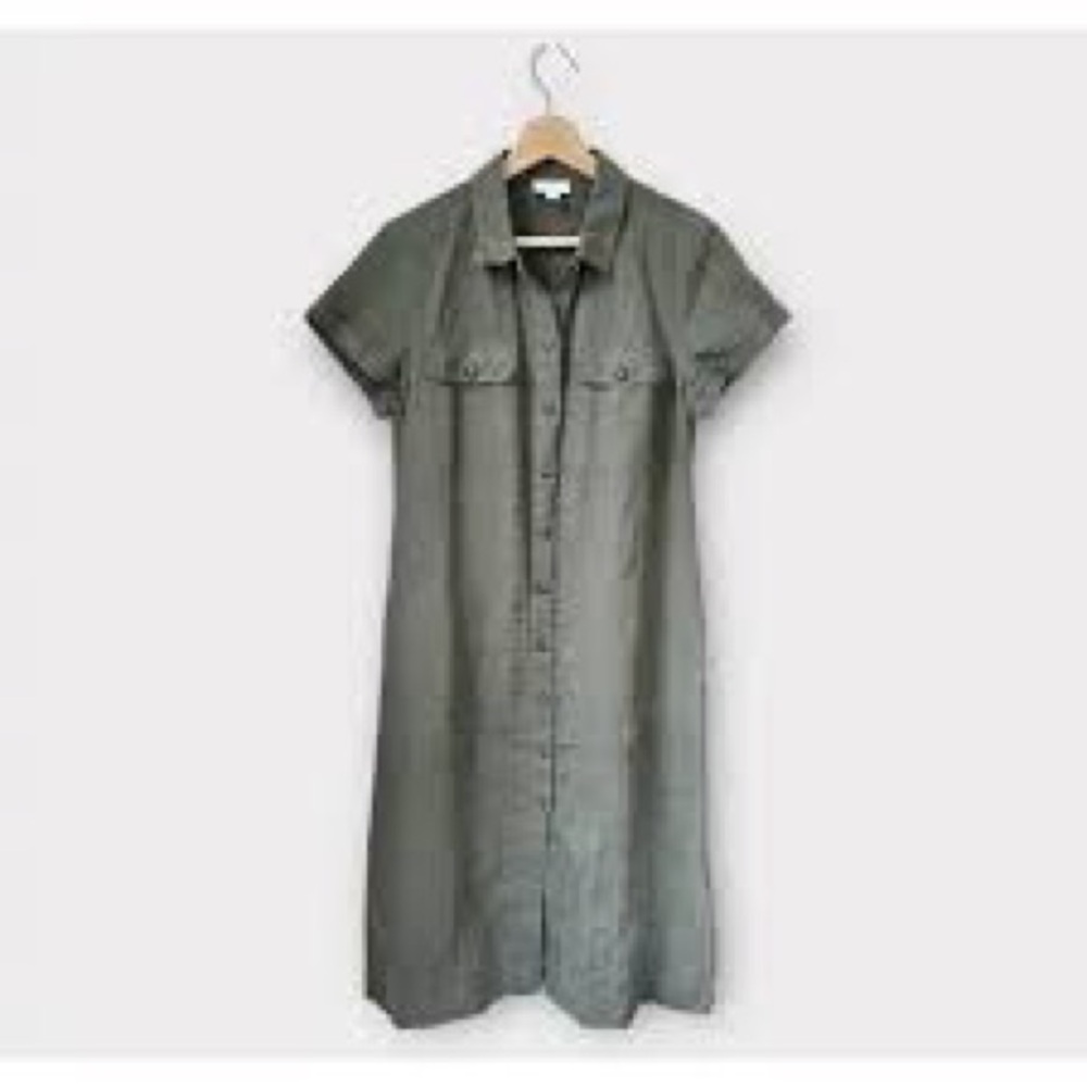 J Jill Love Line Button-Up Dress Green Dress Size S